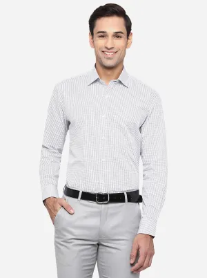 White & Grey Checked Regular Fit Formal Shirt | JadeBlue
