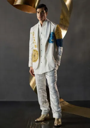 White petals gala ivory blazer set