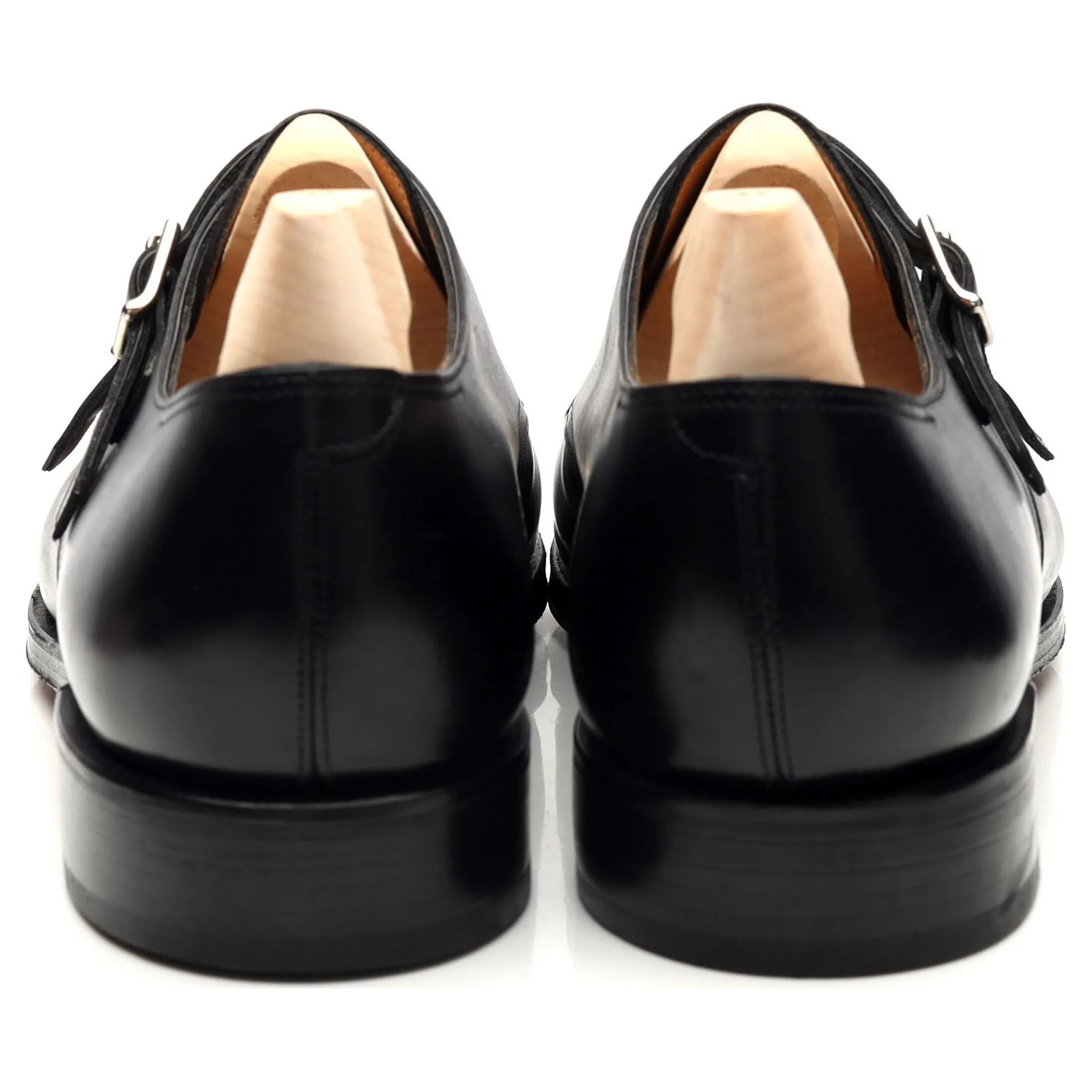 'William' Black Leather Double Monk Strap UK 10.5 E