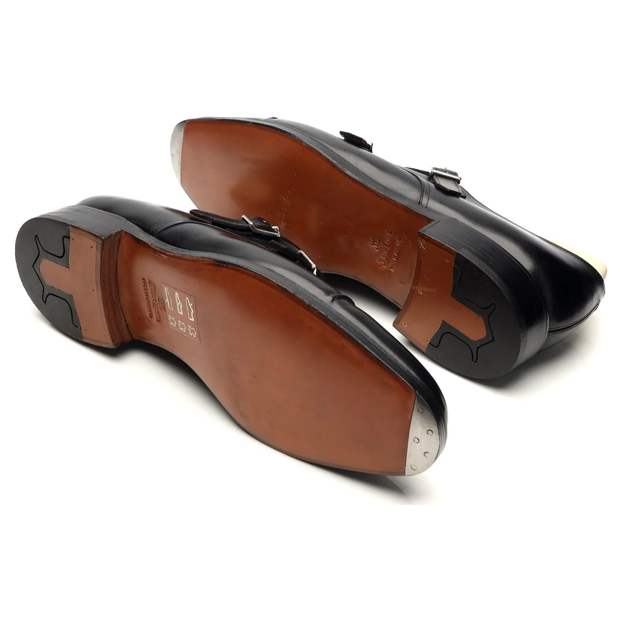 'William' Black Leather Double Monk Strap UK 10.5 E