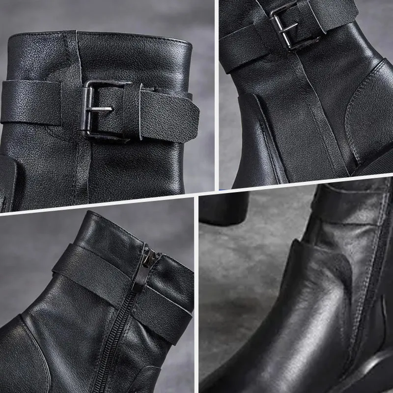 Women's Faux Leather Zipper Ankle Boots