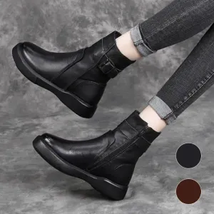 Women's Faux Leather Zipper Ankle Boots