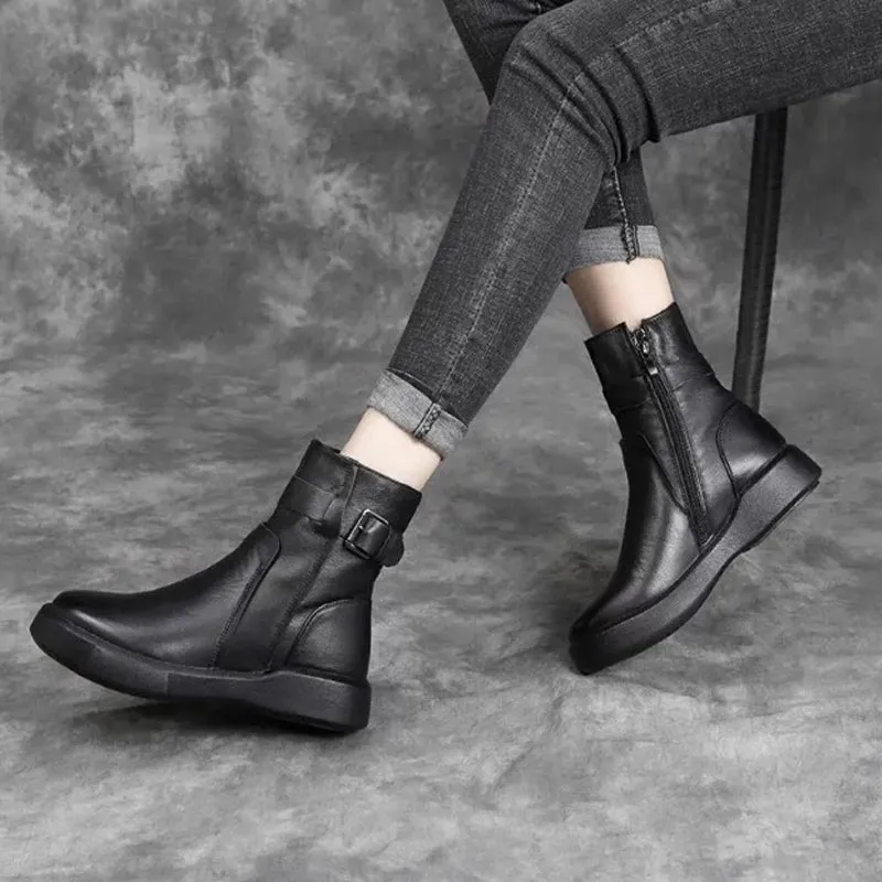 Women's Faux Leather Zipper Ankle Boots