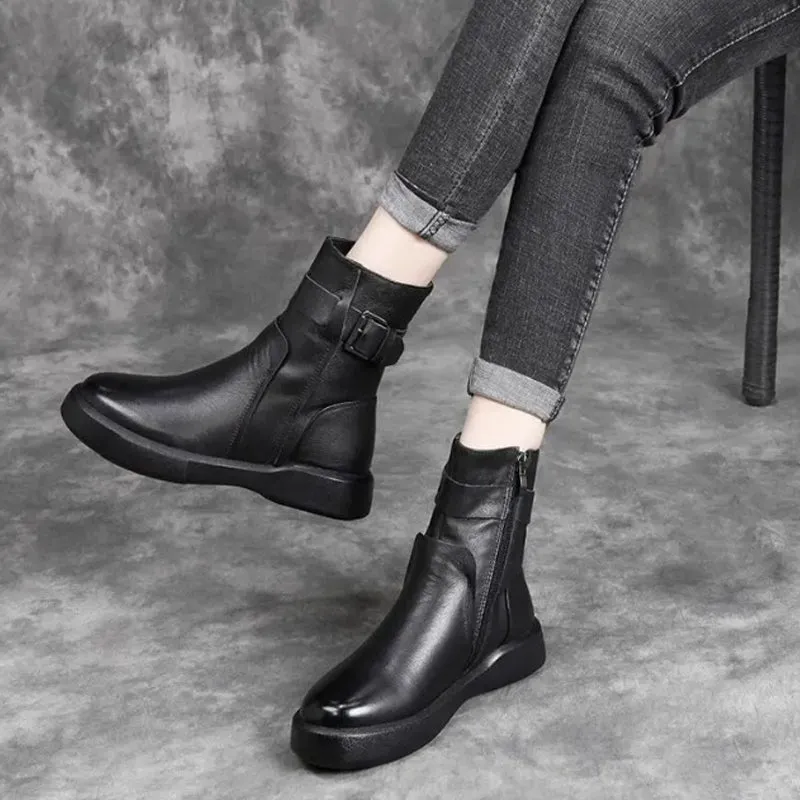 Women's Faux Leather Zipper Ankle Boots