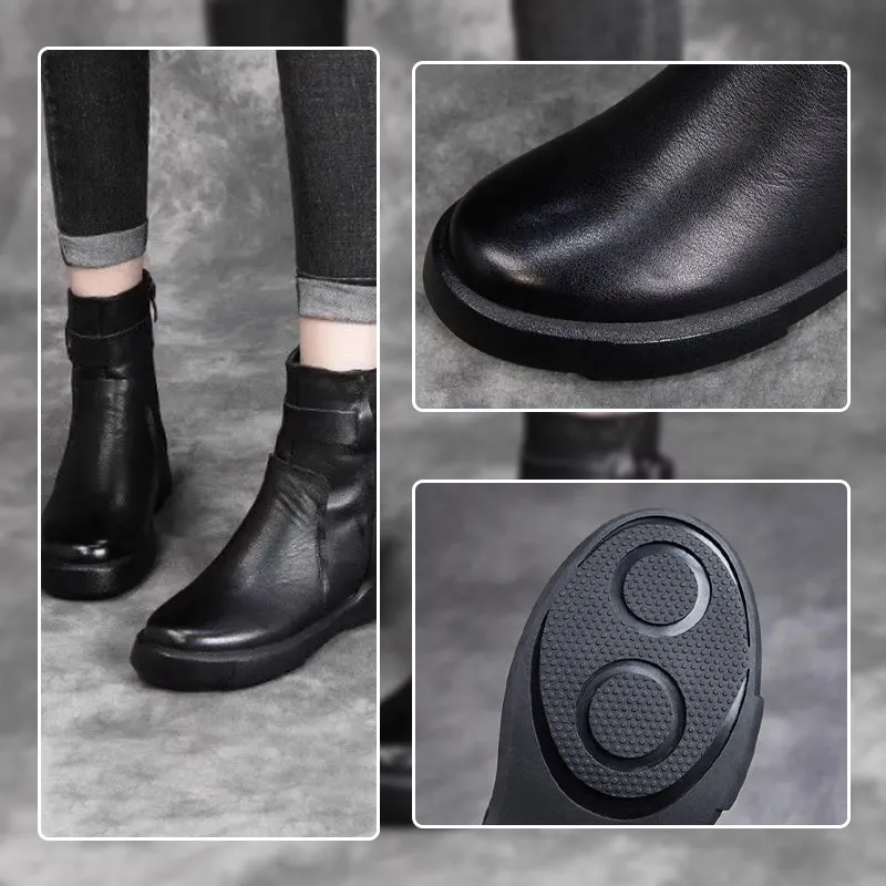 Women's Faux Leather Zipper Ankle Boots