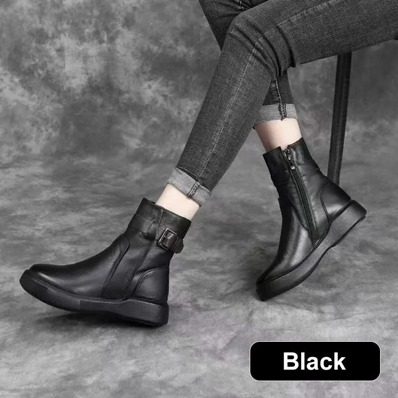 Women's Faux Leather Zipper Ankle Boots