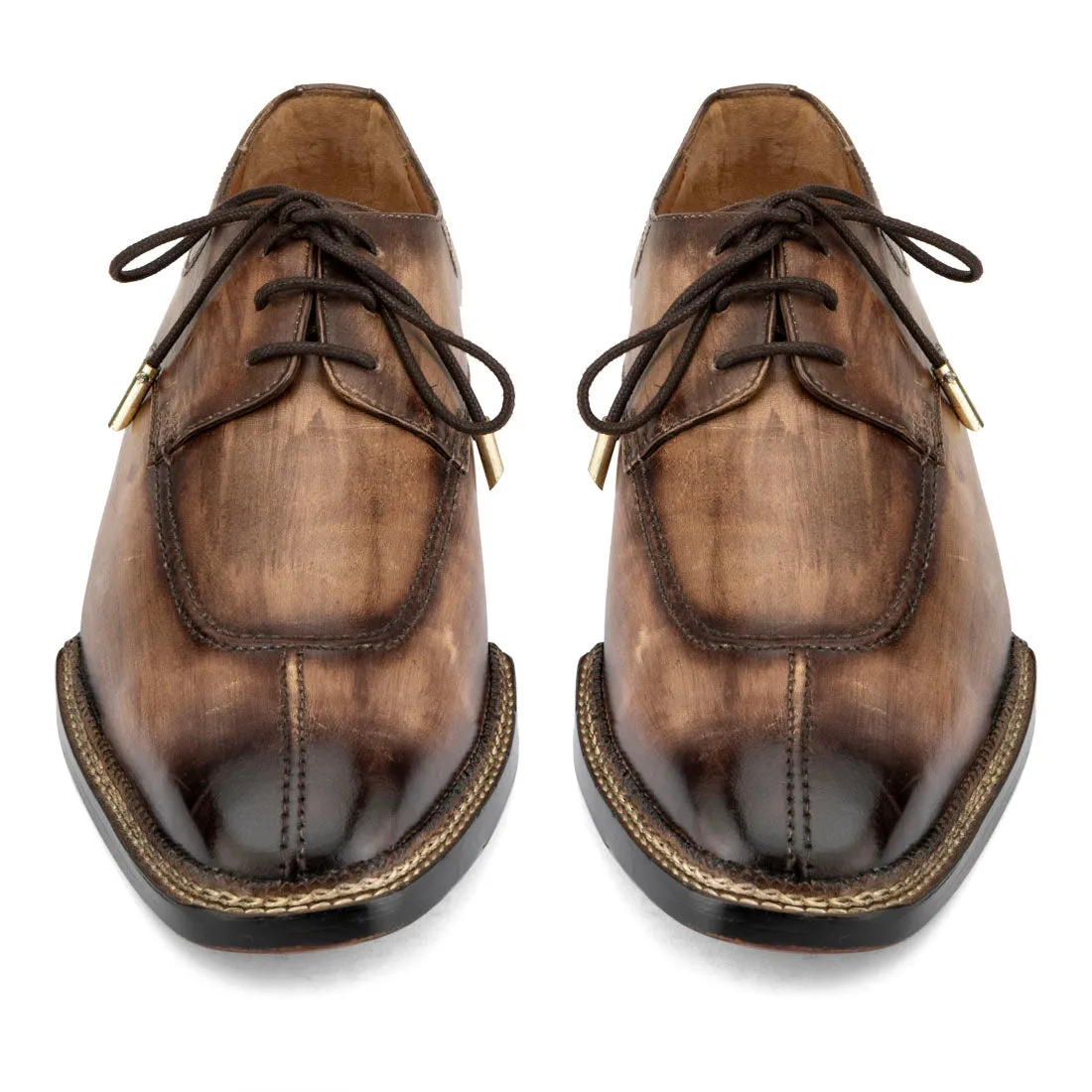 Wood Oak Patina Finish Apron Toe Nrowegian Derby