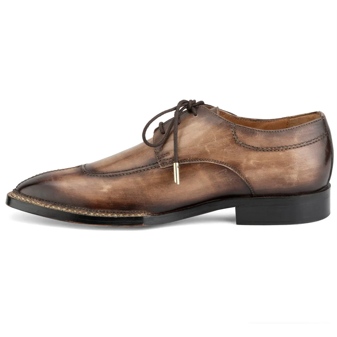 Wood Oak Patina Finish Apron Toe Nrowegian Derby
