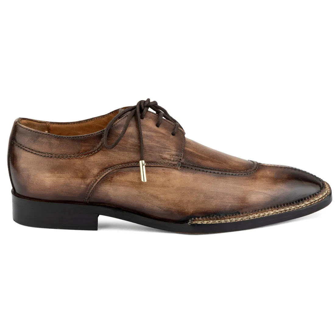 Wood Oak Patina Finish Apron Toe Nrowegian Derby