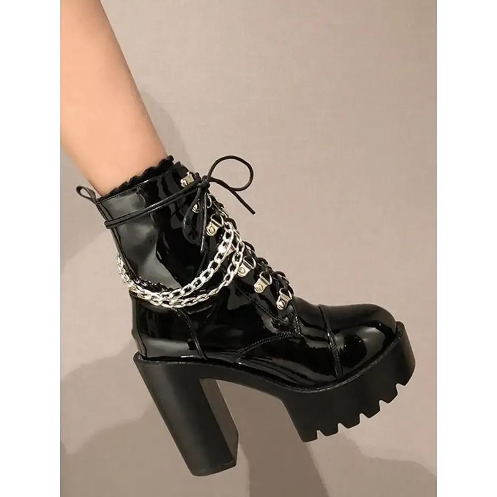Y2K Patent Leather Boots for Any Weather
