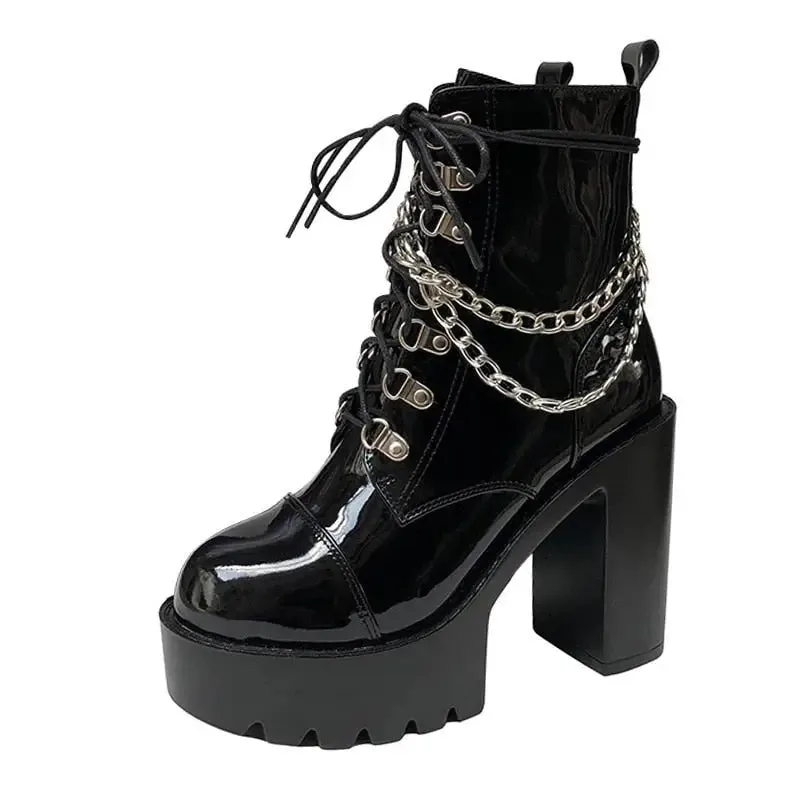 Y2K Patent Leather Boots for Any Weather