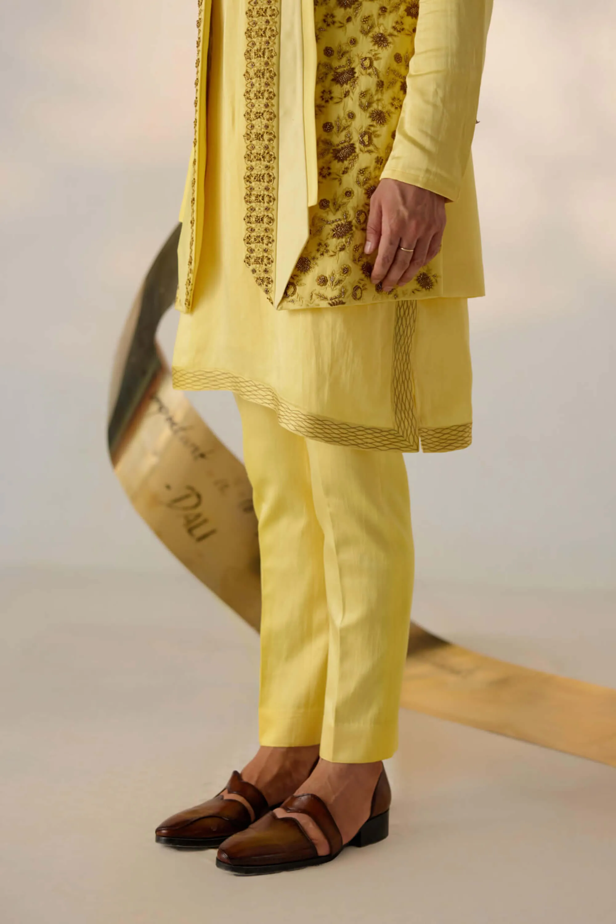 Yellow shrug and kurta set