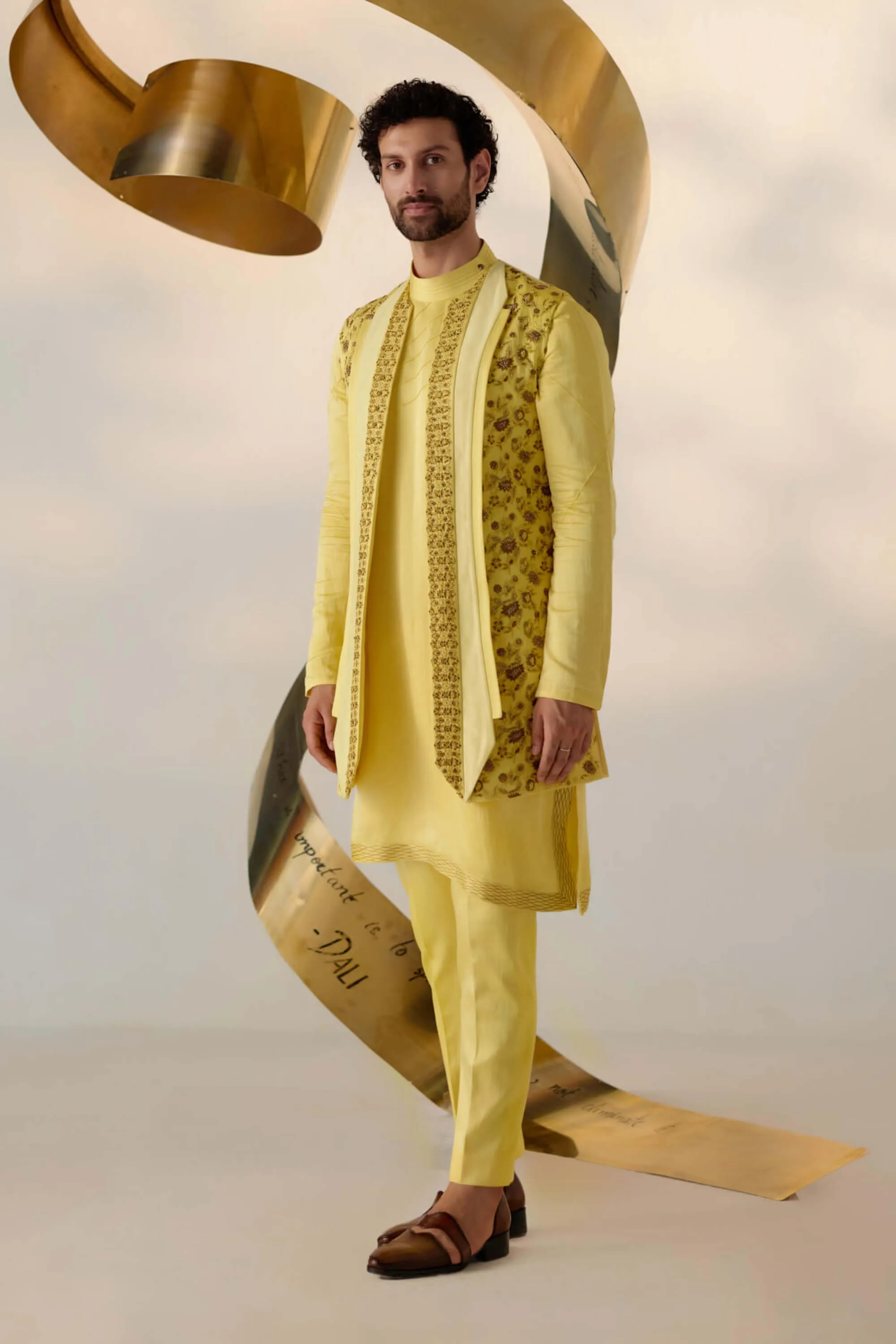 Yellow shrug and kurta set