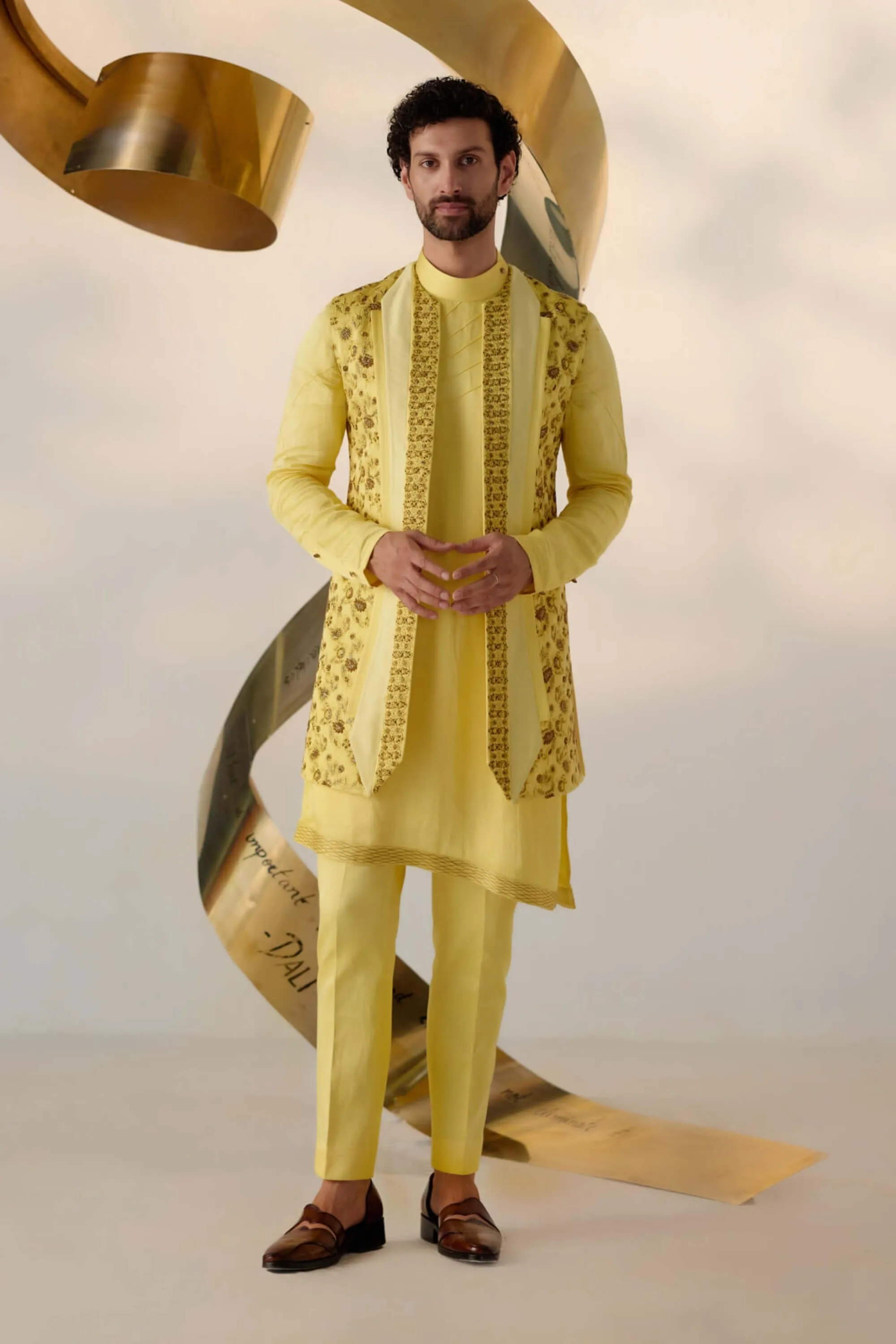 Yellow shrug and kurta set