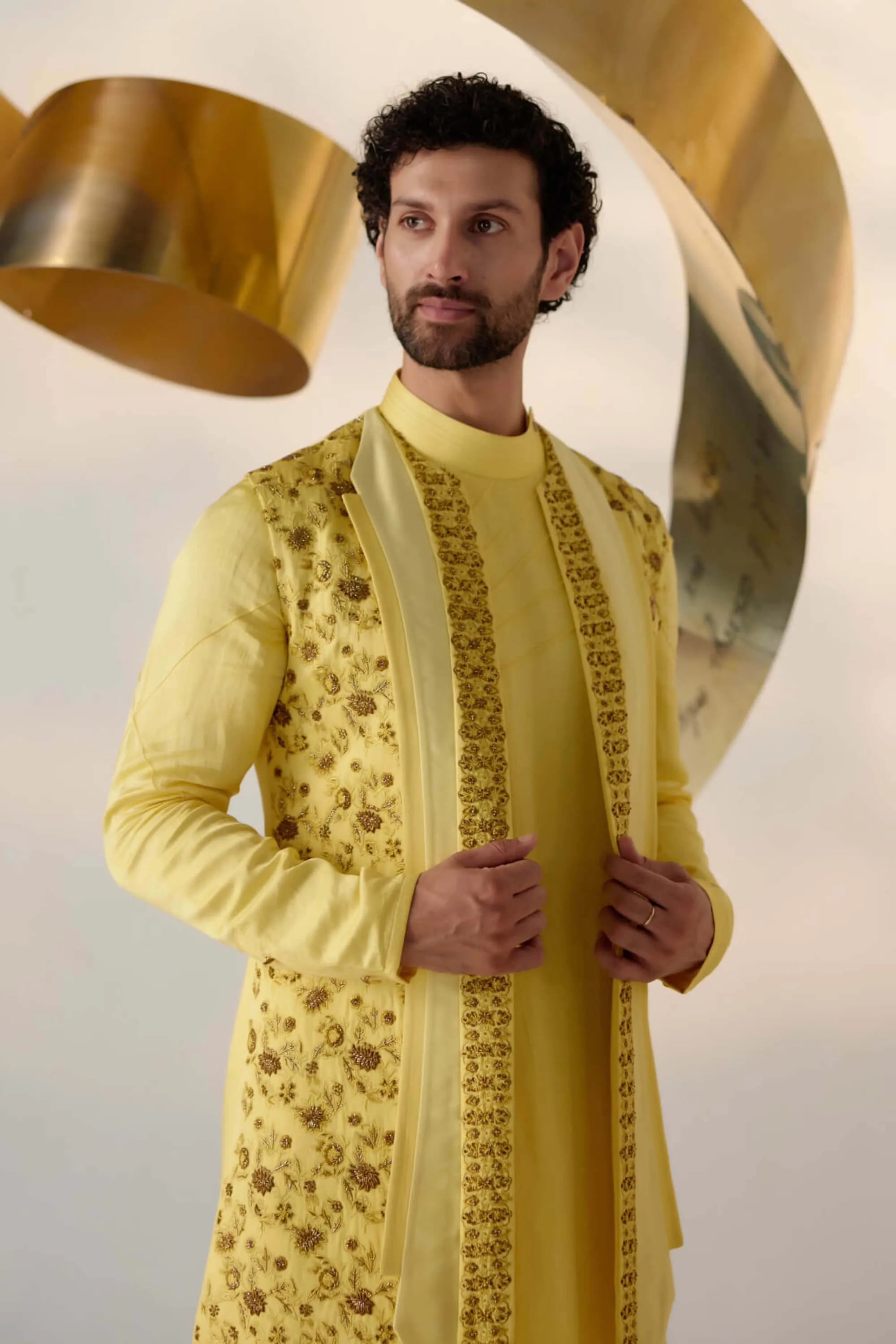 Yellow shrug and kurta set